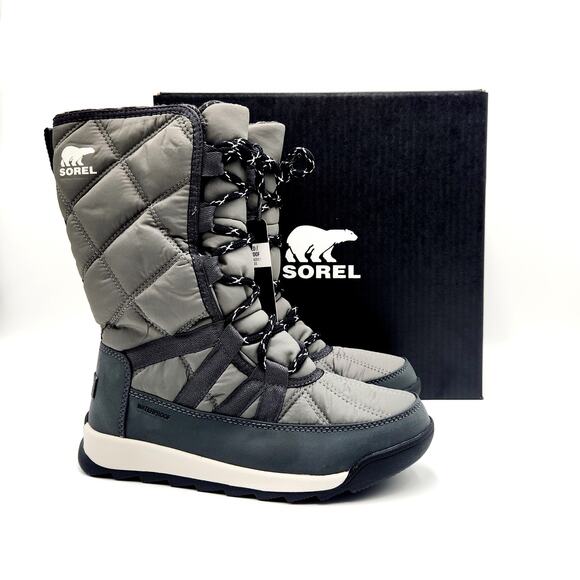 Sorel Women Grey Waterproof Quilted Whitney Lace Sporty Winter Boots Size US 5 - Picture 1 of 8
